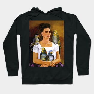 Frida Kahlo Self-Portrait Me and My Parrots 1941 Art Print Surrealism Magic Realism Naive Art Hoodie